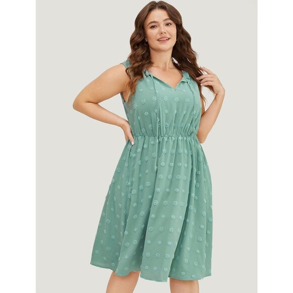 NWT BloomChic Mint Polka Dot Flutter Pocket Tie Neck Frill Trim  Dress 22-24/3X - Picture 1 of 1